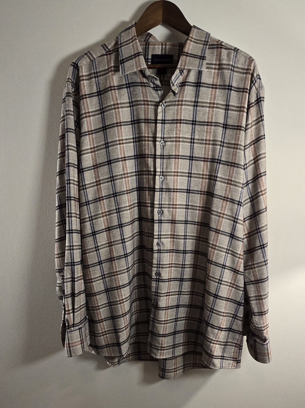 Scott Barber Plaid Button Down Shirt Men XXL Ultra Soft Cotton Viscose Blend